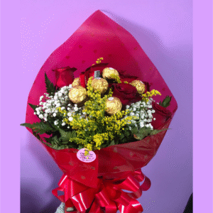 Buquê 6 Rosas Com Chocolate