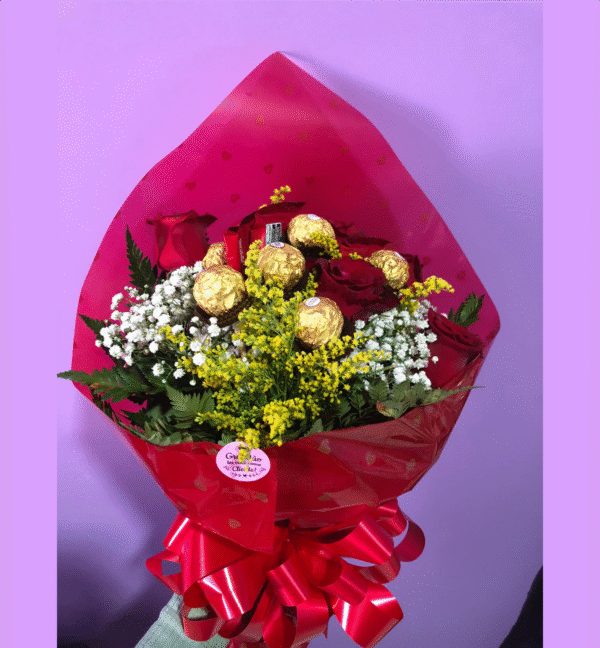 Buquê 6 Rosas Com Chocolate