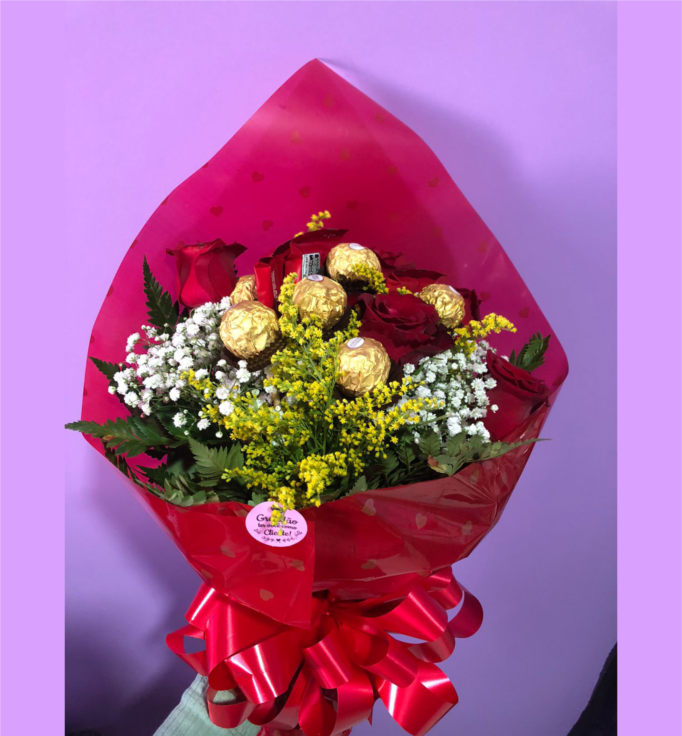 Buquê 6 Rosas Com Chocolate