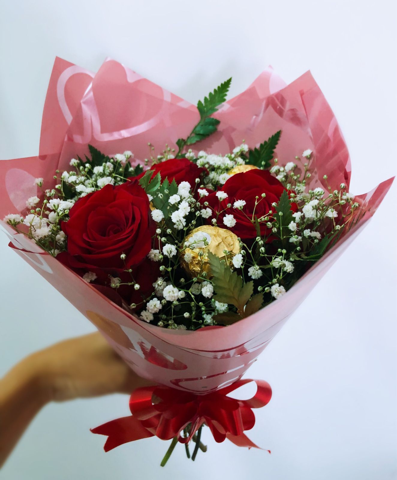 Buquê 3 Rosas + Chocolates