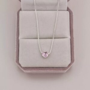 Colar ponto de luz coração 6mm Rosa