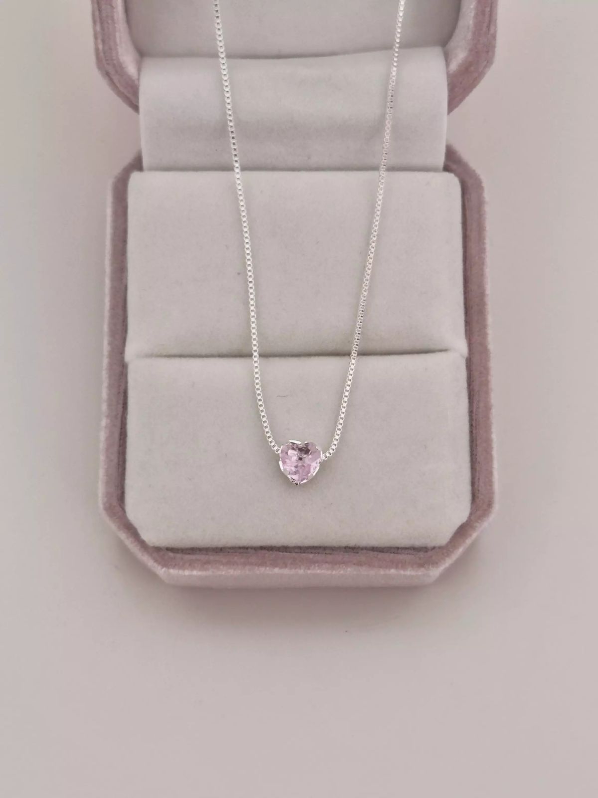 Colar ponto de luz coração 6mm Rosa