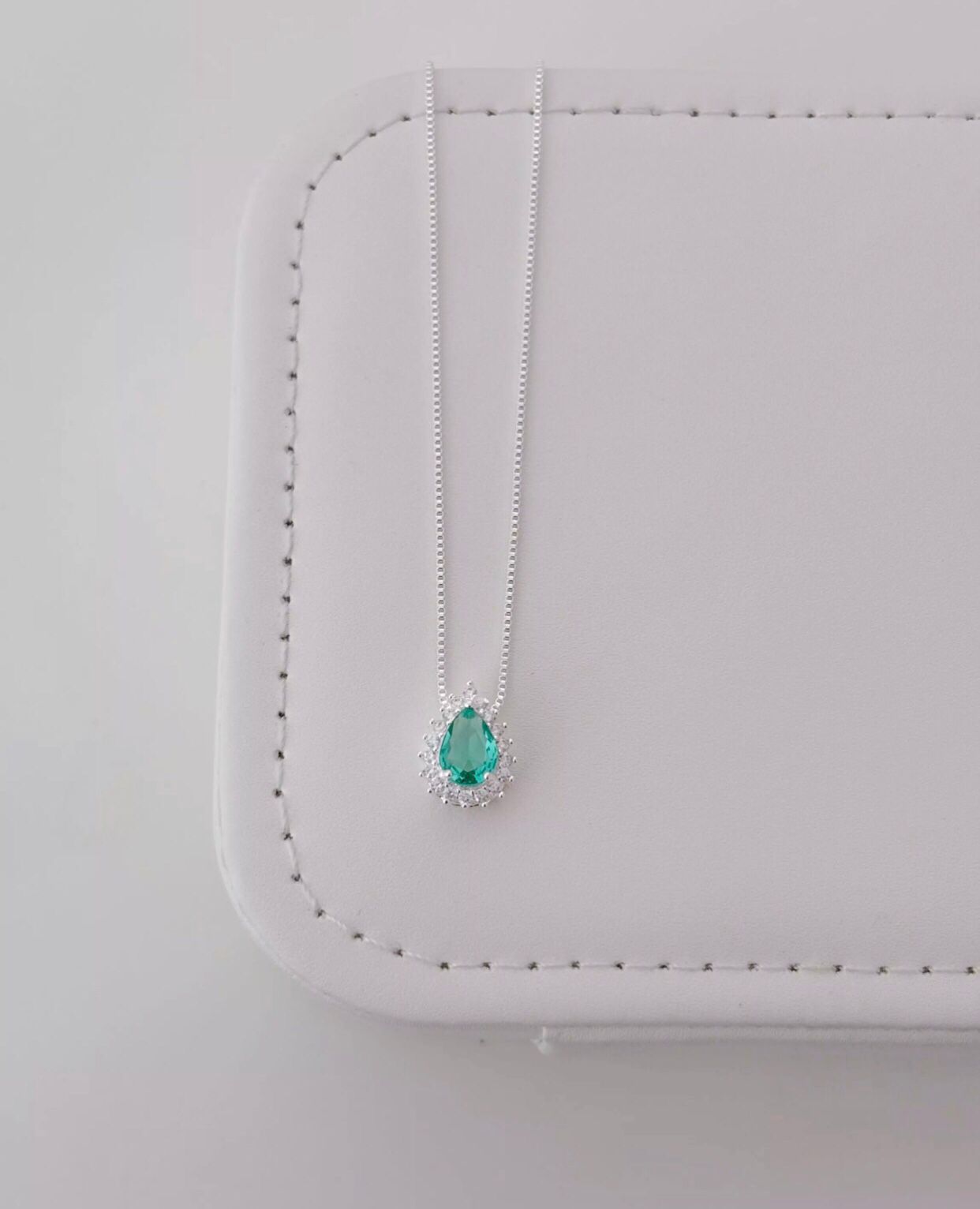 Colar gota glow turmalina - Prata