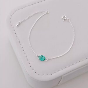 Pulseira pedra oval turmalina - Prata