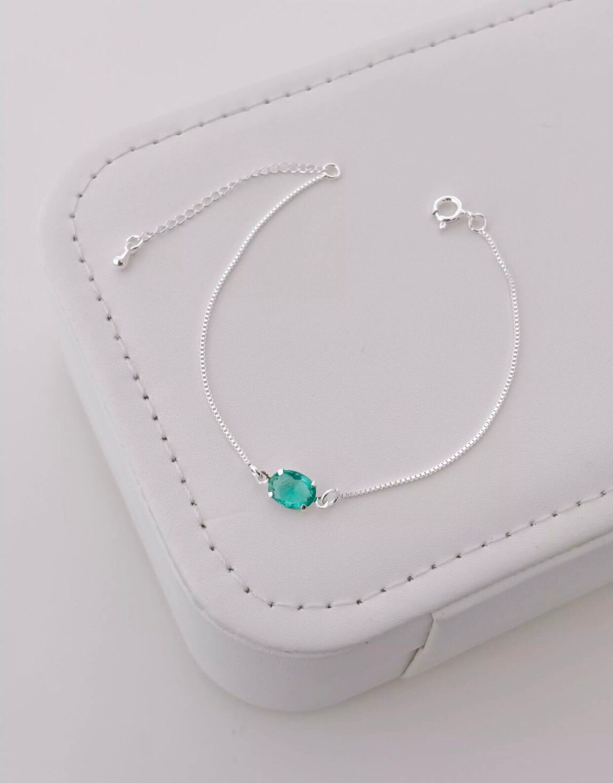 Pulseira pedra oval turmalina - Prata