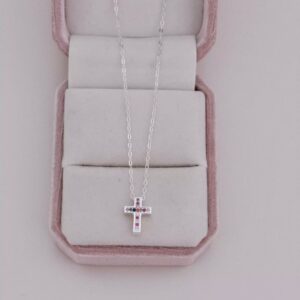 Colar cadeadinho passante Cruz cravejado