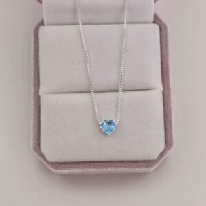 Colar ponto de luz coração 6mm Azul