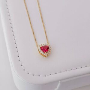 Colar coração glow rosa - Ouro