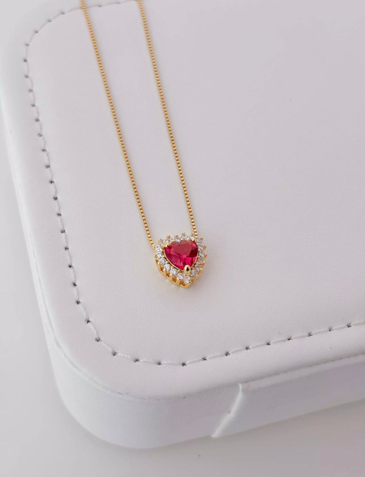 Colar coração glow rosa - Ouro