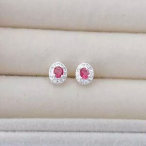 Brinco redondo glow rosa P - Prata