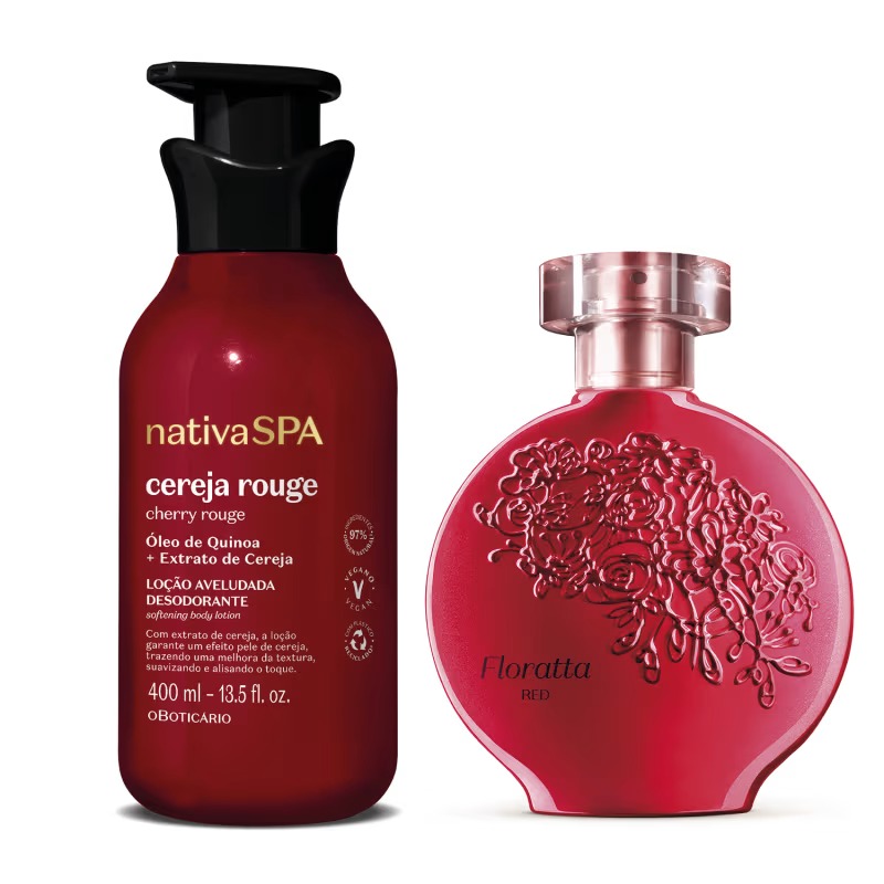 Combo Floratta Red Desodorante Colônia 75ml + Loção Corporal Nativa Spa Cereja Rouge 400ml