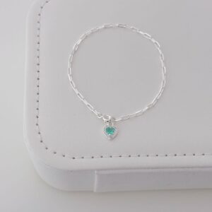 Pulseira Cravejada Coração Verde 💚