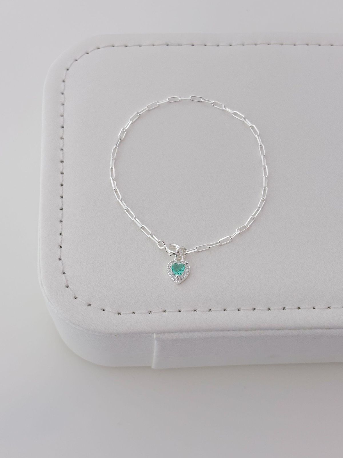 Pulseira Cravejada Coração Verde 💚