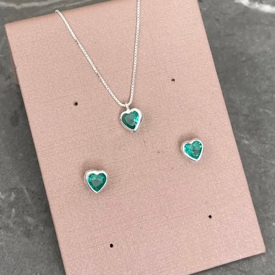 Conjunto Verde em Prata 925