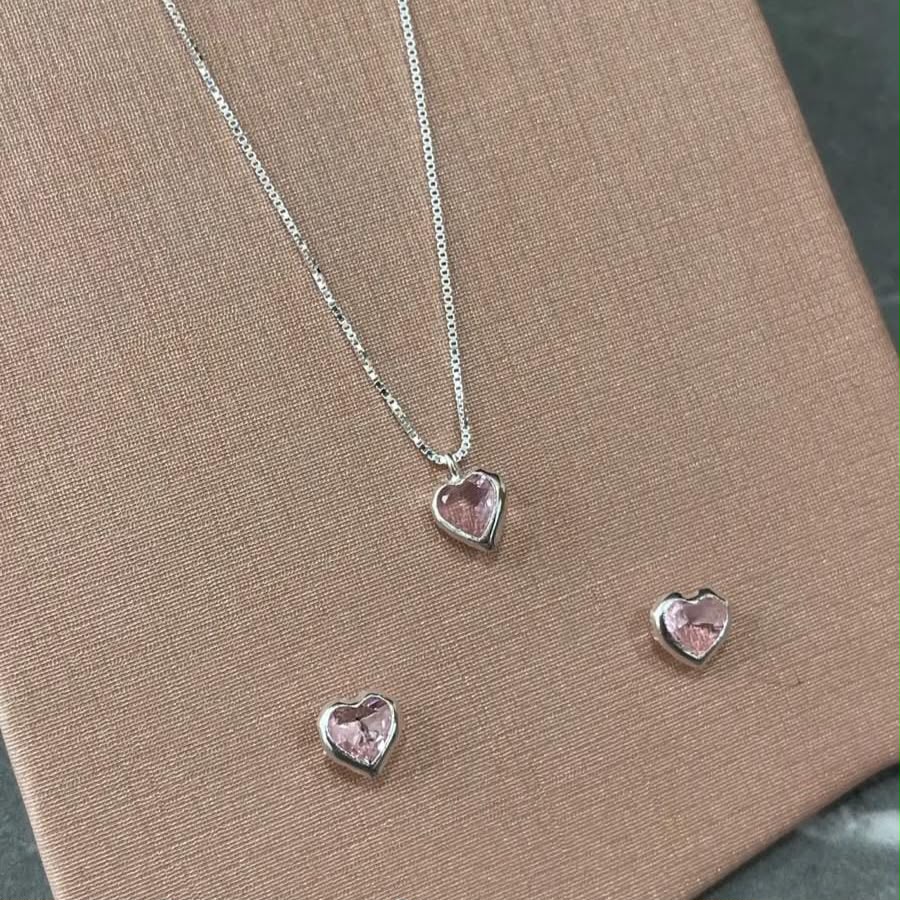 Conjunto Rosa em Prata 925